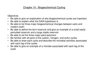 Chapter 14 - Biogeochemical Cycling