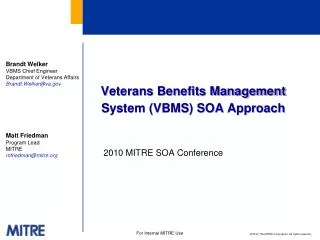 Veterans Benefits Management System (VBMS) SOA Approach