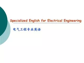 Specialized English for Electrical Engineering