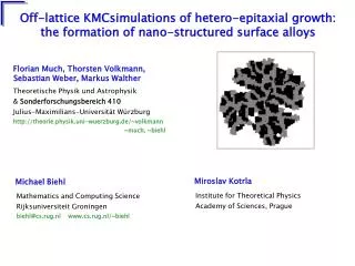 Off-lattice KMCsimulations of hetero-epitaxial growth: the formation of nano-structured surface alloys