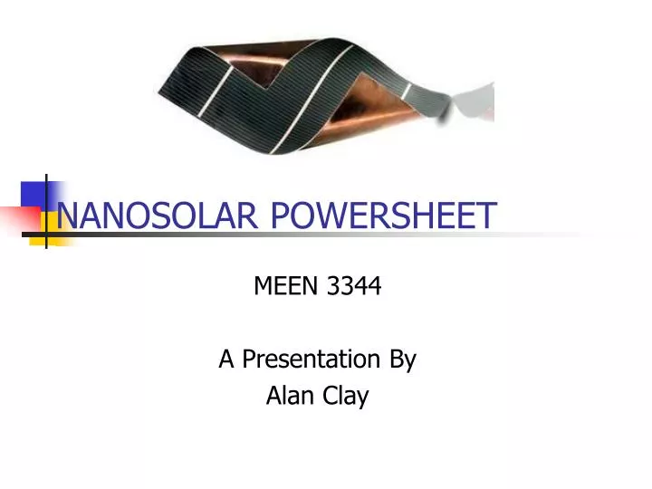 nanosolar powersheet