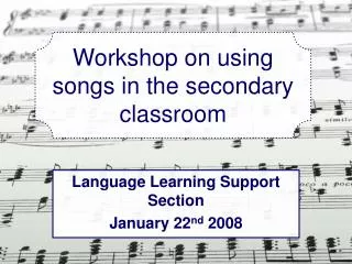 Workshop on using songs in the secondary classroom