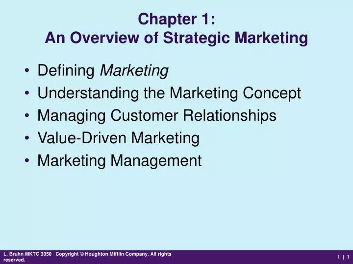 chapter 1 an overview of strategic marketing