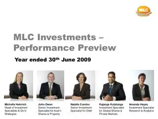 MLC Investments – Performance Preview