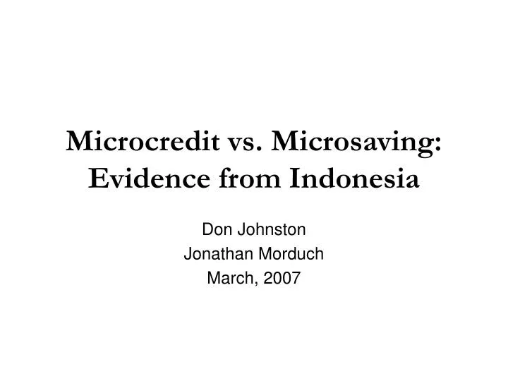 microcredit vs microsaving evidence from indonesia