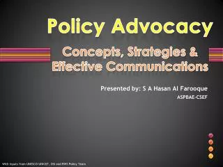 Policy Advocacy Concepts, Strategies &amp; Effective Communications