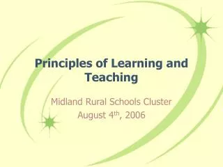 Principles of Learning and Teaching