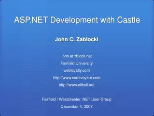 ASP.NET Development with Castle