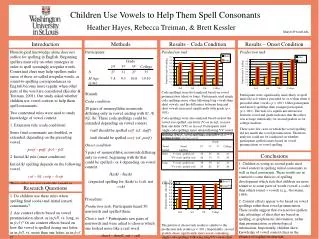 Children Use Vowels to Help Them Spell Consonants Heather Hayes, Rebecca Treiman, &amp; Brett Kessler