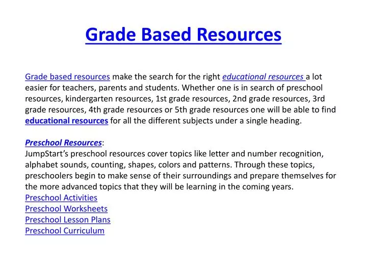 grade based resources