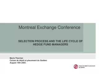 Montreal Exchange Conference