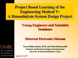 Project Based Learning of the Engineering Method V: A Hemodialysis System Design Project
