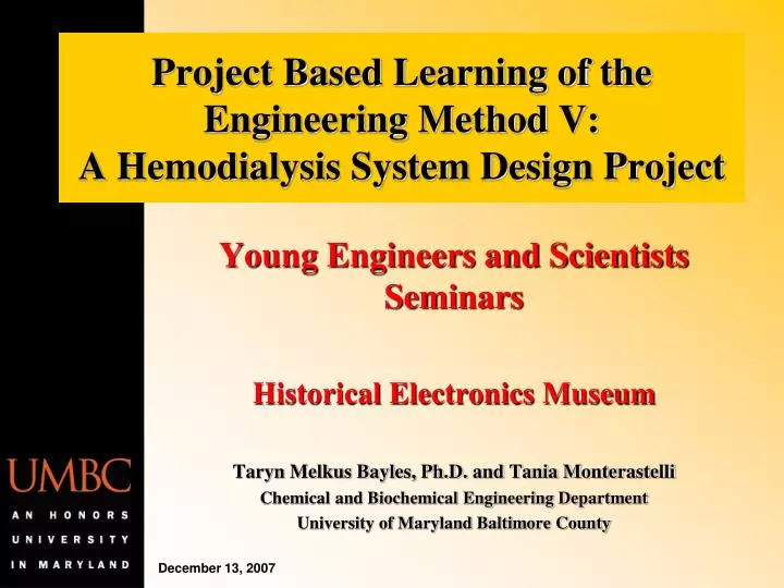 project based learning of the engineering method v a hemodialysis system design project