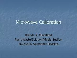 Microwave Calibration