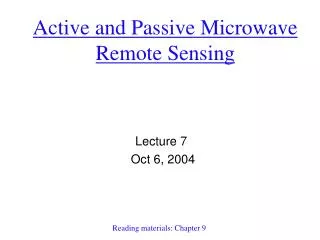 Active and Passive Microwave Remote Sensing