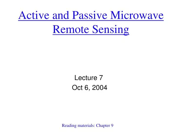 active and passive microwave remote sensing