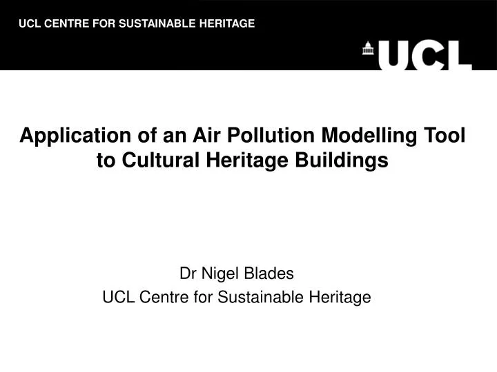 application of an air pollution modelling tool to cultural heritage buildings