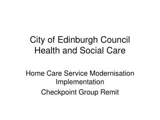 City of Edinburgh Council Health and Social Care