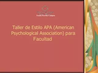 Taller de Estilo APA (American Psychological Association) para Facultad 