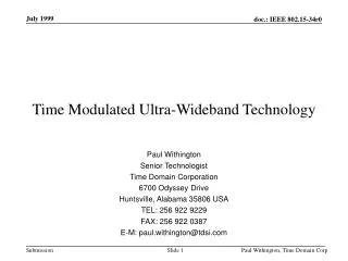 Time Modulated Ultra-Wideband Technology