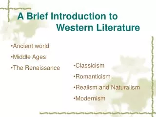 A Brief Introduction to Western Literature