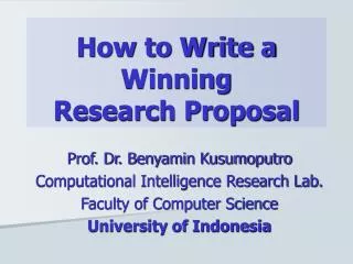 How to Write a Winning Research Proposal
