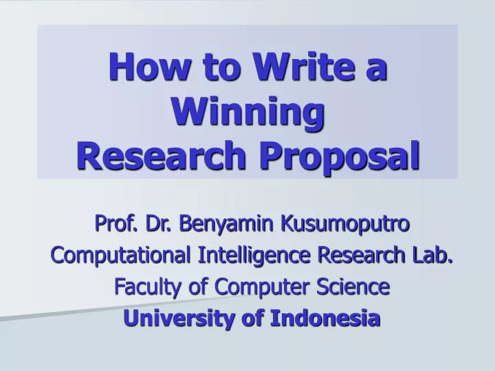 how to write a winning research proposal