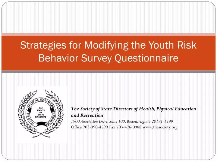 strategies for modifying the youth risk behavior survey questionnaire