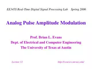 Analog Pulse Amplitude Modulation