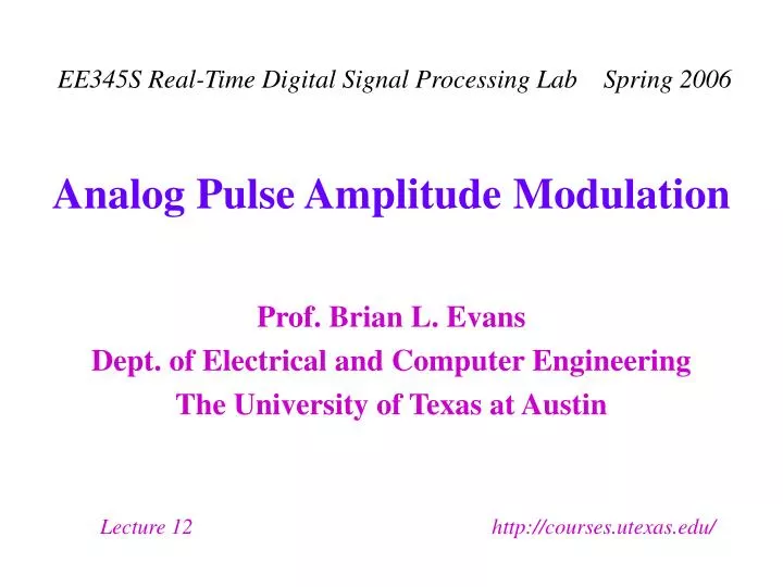 analog pulse amplitude modulation