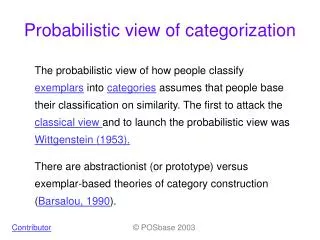 Probabilistic view of categorization