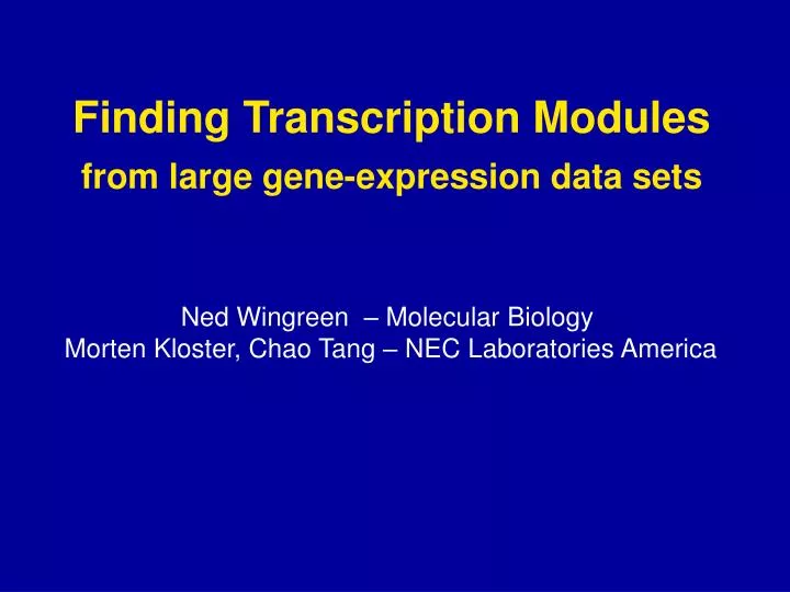 finding transcription modules from large gene expression data sets