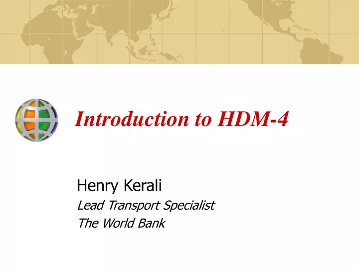 introduction to hdm 4