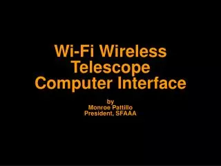 Wi-Fi Wireless Telescope Computer Interface