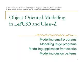 Object-Oriented Modelling in LePUS3 and Class-Z