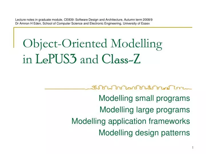 object oriented modelling in lepus3 and class z