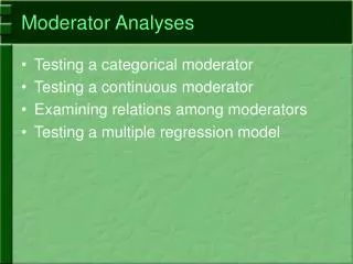 Moderator Analyses