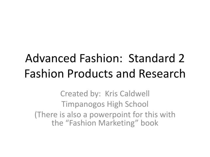 advanced fashion standard 2 fashion products and research