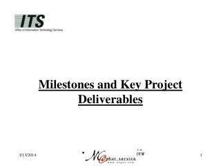 Milestones and Key Project Deliverables