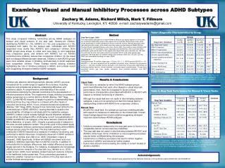 Examining Visual and Manual Inhibitory Processes across ADHD Subtypes Zachary W. Adams, Richard Milich, Mark T. Fillmore
