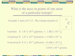 What is the mass in grams of one atom of a particular isotope?