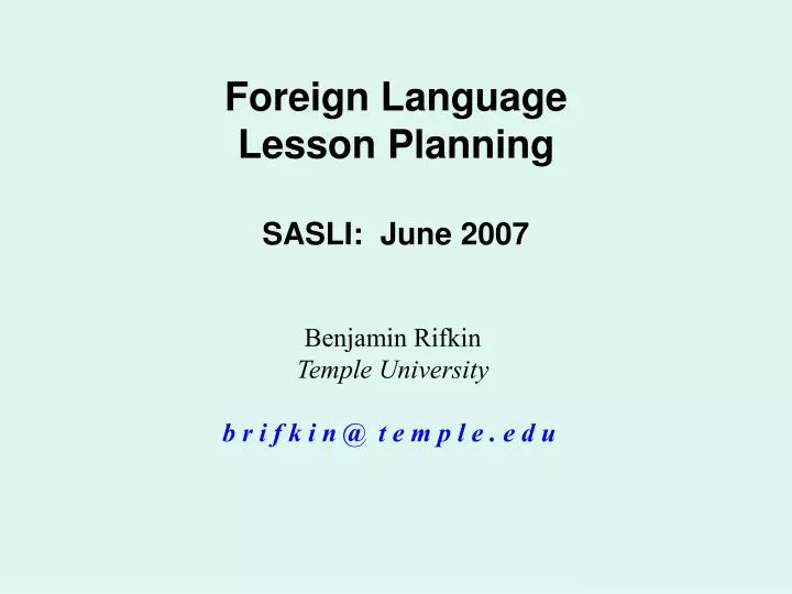 foreign language lesson planning sasli june 2007