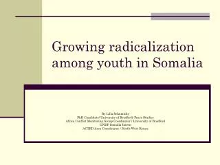 Growing radicalization among youth in Somalia