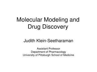 Molecular Modeling and Drug Discovery