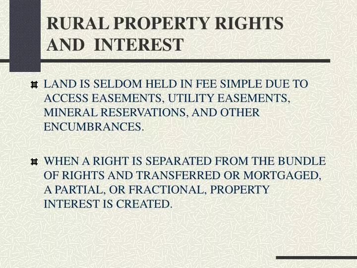 rural property rights and interest