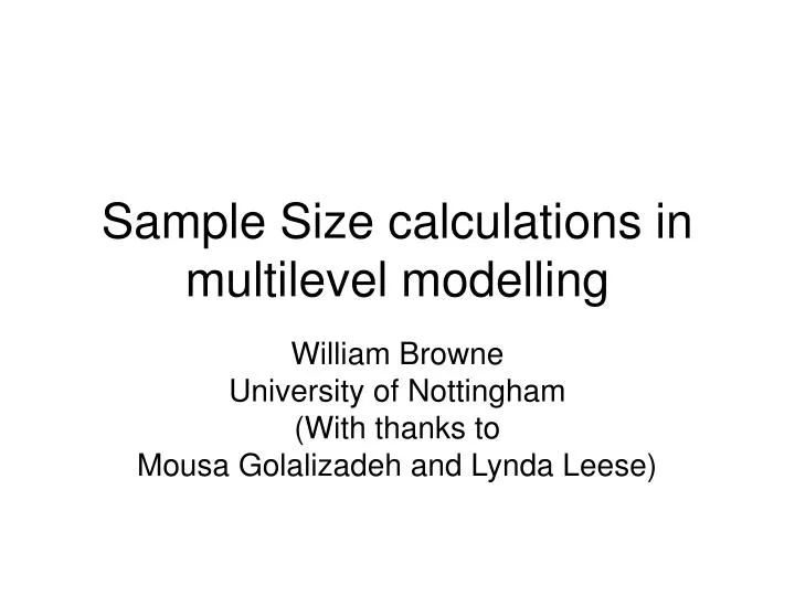 sample size calculations in multilevel modelling