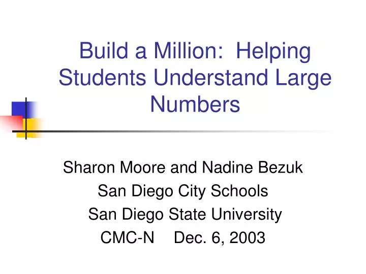 build a million helping students understand large numbers