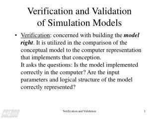 Verification and Validation of Simulation Models