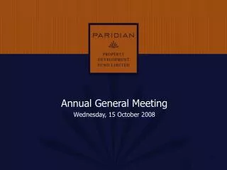 Annual General Meeting Wednesday, 15 October 2008