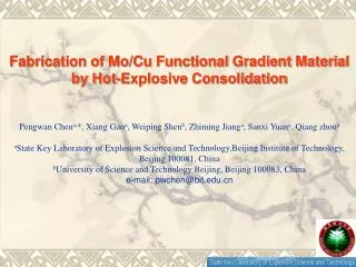 Fabrication of Mo/Cu Functional Gradient Material by Hot-Explosive Consolidation
